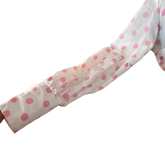 Vintage Allen Brand Pink Polkadot Blouse XS - Picture 6 of 7